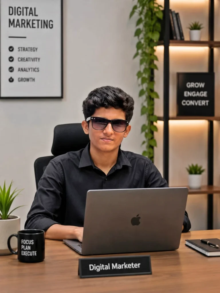 digital markete working on laptop